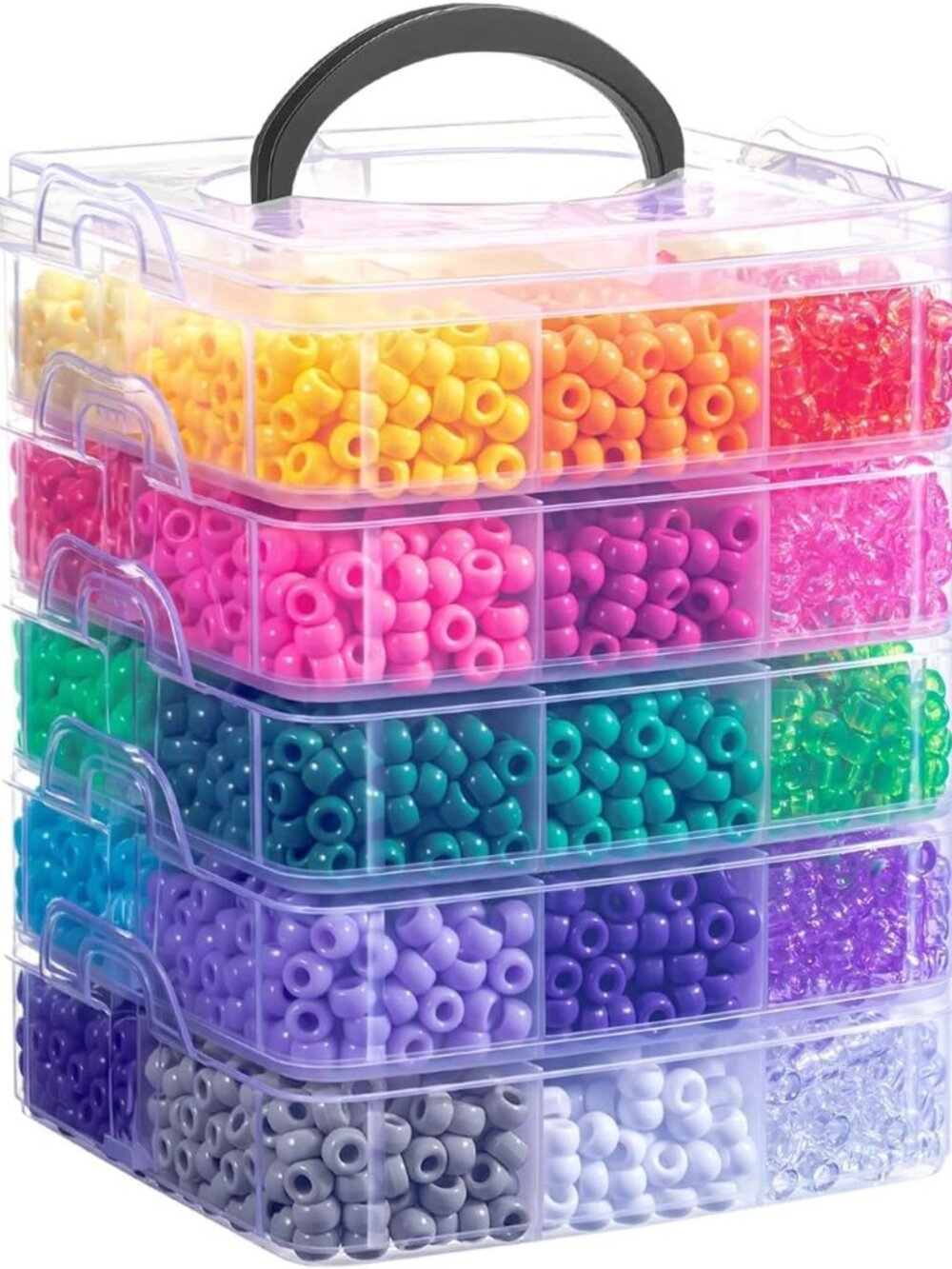 6000Pcs Pony Beads Bulk 30 Colors Rave Kandi Bracelet Making Kit